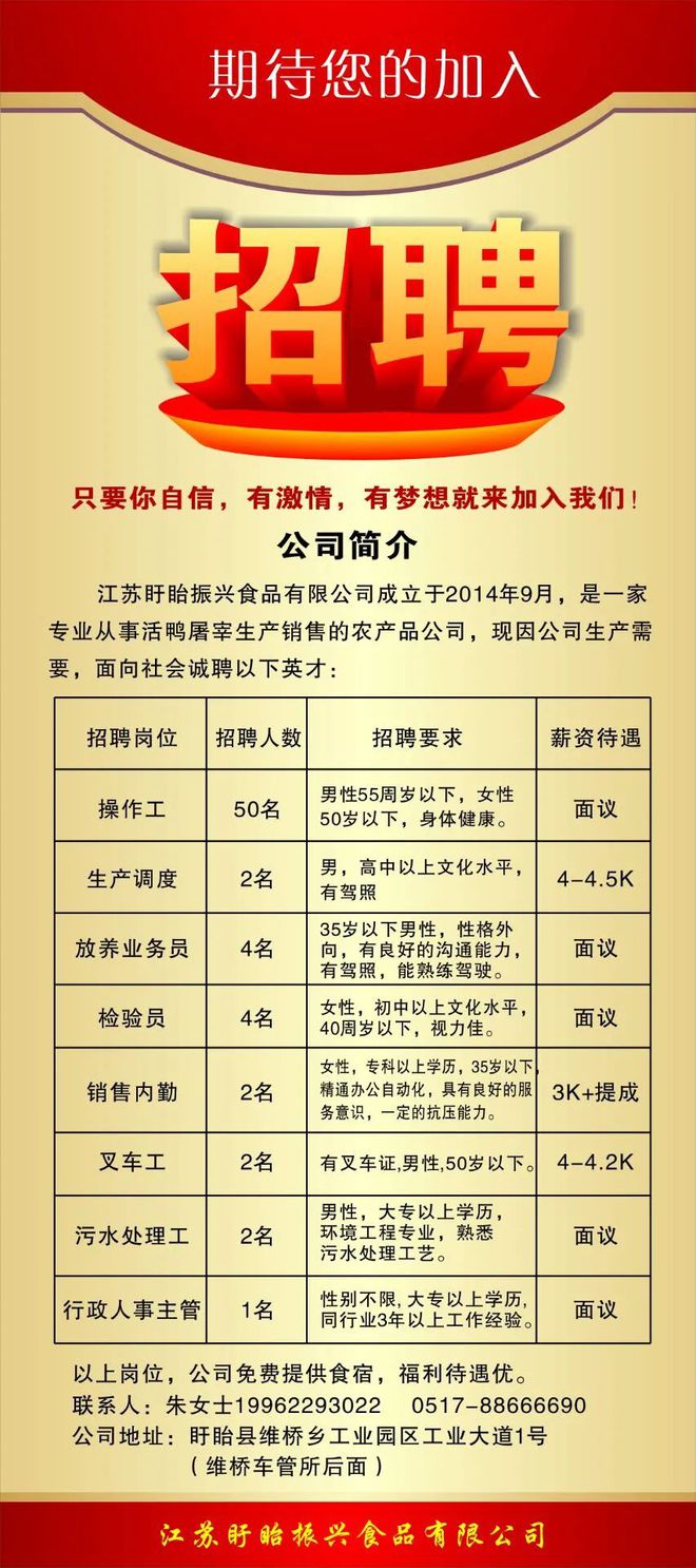 江阴食品城最新招聘启事及职位空缺信息